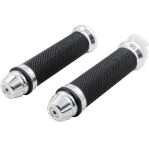 JUEGO DE PUÑOS COLOR NEGRO CON ALUMINIO PLATEADO, CON TUBO MOVIL 7/8'', CERRADO131 MM