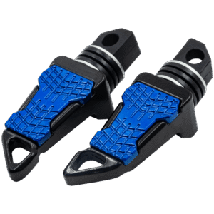 JUEGO DE POSAPIES DE ALUMINIO CON ALMOHADILLA AZUL DE PLASTICO ANTIDESLIZANTE