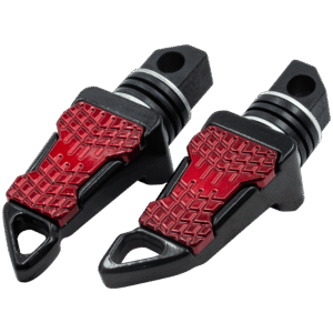 JUEGO DE POSAPIES DE ALUMINIO CON ALMOHADILLA ROJA DE PLASTICO ANTIDESLIZANTE