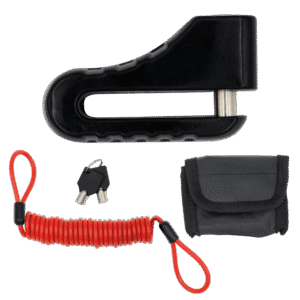 CANDADO ANTIRROBO PARA DISCO DE FRENO PARA MOTOCICLETA CON CABLE, CILINDRO 10 MM, COLOR NEGRO