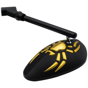 JUEGO DE ESPEJOS DE ALUMINIO ARAÑA DORADA PARA MOTOCICLETA 14.5x7.6 CM CON ADAPTADORES