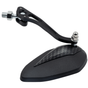 JUEGO DE ESPEJOS DE ALUMINIO NEGRO/FIBRA DE CARBONO PARA MOTOCICLETA 12X7 CM CON ADAPTADORES