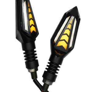 JUEGO LUZ DIRECCIONAL P/MOTO LUZ BLANCA DIURNA Y C/SECUENCIA DE FLECHA,LUZ AZUL CARA OPUESTA C.NEGRA