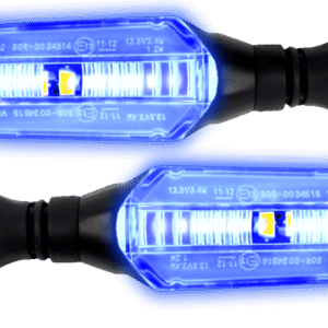 JUEGO DE LUZ DIRECCIONAL PARA MOTO CON LUZ AZUL, 12 VOLTS, CARCASA NEGRA