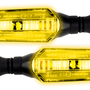 JUEGO DE LUZ DIRECCIONAL PARA MOTO CON LUZ AMBAR, 12 VOLTS, CARCASA NEGRA