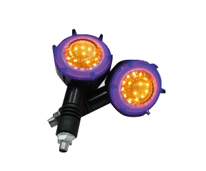 JUEGO DE LUZ DIRECCIONAL PARA MOTO LUZ AMBAR, LUZ AZUL DIURNA, 12VOLTS, CARCASA NEGRA