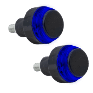 JUEGO LUZ DIRECCIONAL MANUBRIO TIPO CONTRAPESO, CON LUZ LED AZUL-BLANCA 12 VOLTS, CARCASA NEGRA