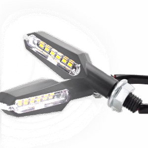 JUEGO DE LUZ DIRECCIONAL PARA MOTO CON LUZ BLANCA, 12 VOLTS, CARCASA NEGRA