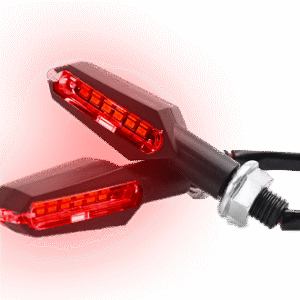 JUEGO DE LUZ DIRECCIONAL PARA MOTO CON LUZ ROJA, 12 VOLTS, CARCASA NEGRA