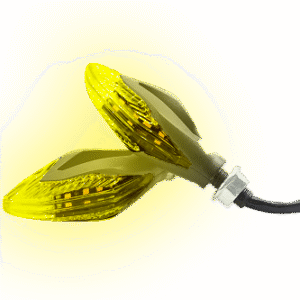 JUEGO DE LUZ DIRECCIONAL PARA MOTO LUZ AMBAR Y MULTICOLOR EN CARA OPUESTA, 12 VOLTS, CARCASA NEGRA