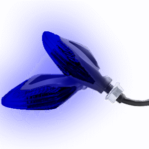 JUEGO DE LUZ DIRECCIONAL PARA MOTO LUZ AZUL Y MULTICOLOR EN CARA OPUESTA, 12 VOLTS, CARCASA NEGRA