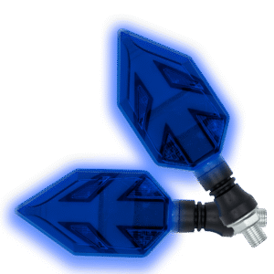 JUEGO DE LUZ DIRECCIONAL PARA MOTO LUZ AMBAR C/SECUENCIA, LUZ AZUL DIURNA, 12 VOLTS, CARCASA NEGRA
