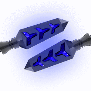 JUEGO DE LUZ DIRECCIONAL PARA MOTO LUZ AMBAR C/SECUENCIA, LUZ AZUL DIURNA, 12 VOLTS, CARCASA NEGRA
