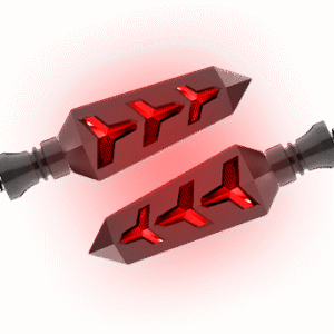 JUEGO DE LUZ DIRECCIONAL PARA MOTO LUZ AMBAR C/SECUENCIA, LUZ ROJA DIURNA, 12 VOLTS, CARCASA NEGRA