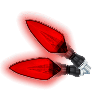 JUEGO DE LUZ DIRECCIONAL PARA MOTO LUZ AMBAR C/SECUENCIA, LUZ ROJA DIURNA, 12 VOLTS, CARCASA NEGRA