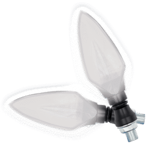 JUEGO DE LUZ DIRECCIONAL PARA MOTO LUZ AMBAR C/SECUENCIA, LUZ BLANCA DIURNA, 12 VOLTS, CARCASA NEGRA