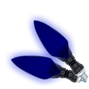 JUEGO DE LUZ DIRECCIONAL PARA MOTO LUZ AMBAR C/SECUENCIA, LUZ AZUL DIURNA, 12 VOLTS, CARCASA NEGRA