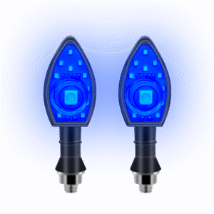 JUEGO DE LUZ DIRECCIONAL PARA MOTO CON LUZ AZUL, 12 VOLTS, CARCASA NEGRA