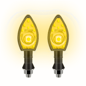 JUEGO DE LUZ DIRECCIONAL PARA MOTO CON LUZ AMBAR, 12 VOLTS, CARCASA NEGRA