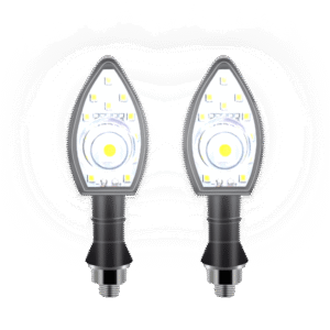 JUEGO DE LUZ DIRECCIONAL PARA MOTO CON LUZ BLANCA, 12 VOLTS, CARCASA NEGRA