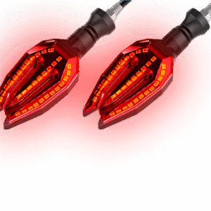 JUEGO DE LUZ DIRECCIONAL PARA MOTO CON LUZ AMBAR, LUZ ROJA DIURNA, 12 VOLTS, CARCASA NEGRA
