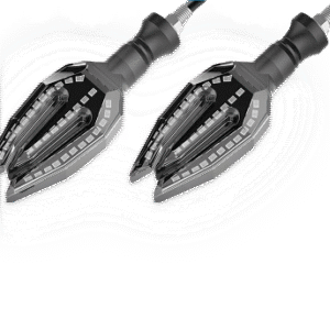 JUEGO DE LUZ DIRECCIONAL PARA MOTO CON LUZ AMBAR, LUZ BLANCA DIURNA, 12 VOLTS, CARCASA NEGRA