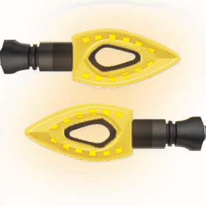 JUEGO DE LUZ DIRECCIONAL PARA MOTO CON LUZ AMBAR, 12 VOLTS, CARCASA NEGRA