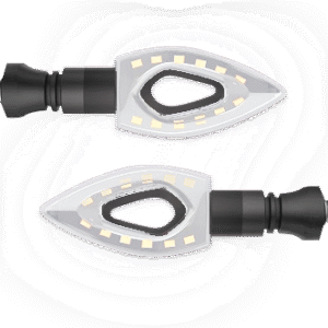 JUEGO DE LUZ DIRECCIONAL PARA MOTO CON LUZ BLANCA, 12 VOLTS, CARCASA NEGRA