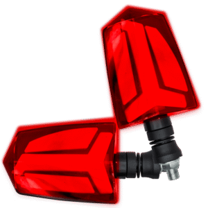 JUEGO DE LUZ DIRECCIONAL PARA MOTO LUZ AMBAR C/SECUENCIA, LUZ ROJA DIURNA, 12 VOLTS, CARCASA NEGRA