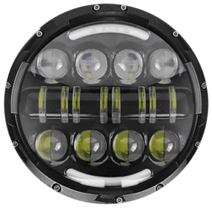 FARO REDONDO DE LED PARA MOTOCICLETA, MEDIDA 7'', LENTE OPTICO, ARO DE LUZ DIURNA, 12V