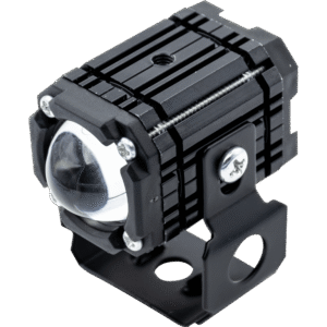 FARO PARA MOTOCICLETA, LENTE OPTICO, LUZ ALTA / BAJA BLANCA, CARCASA NEGRA, 12V