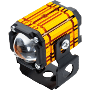 FARO PARA MOTOCICLETA, LENTE OPTICO, LUZ ALTA / BAJA BLANCA, CARCASA DORADA, 12V