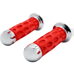 JUEGO DE PUÑOS COLOR ROJO CON CROMO, CON TUBO MOVIL 7/8'', CERRADO 118 MM