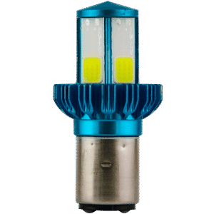 FOCO LED BA20D PARA MOTOCICLETA, 4 LADOS, 12 VOLTS, 32 WATTS, LUZ ALTA/BAJA, 2000LM COLOR AZUL