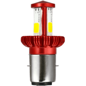 FOCO LED BA20D PARA MOTOCICLETA, 4 LADOS, 12 VOLTS, 32 WATTS, LUZ ALTA/BAJA, 2000LM COLOR ROJO